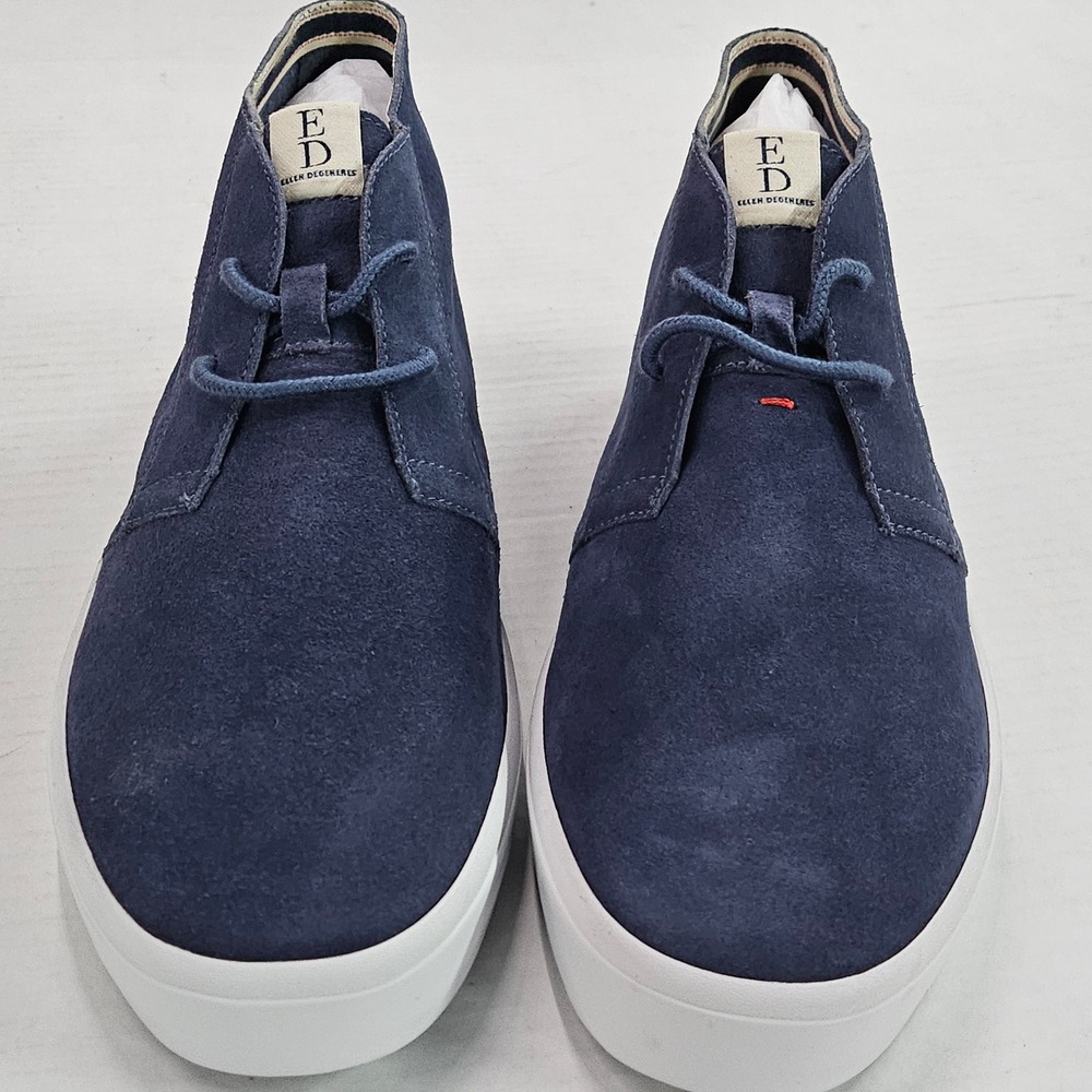 ED Ellen DeGeneres ED-Dax Steel Blue Suede Chukka Boots Womens 11W Love Sole NIB